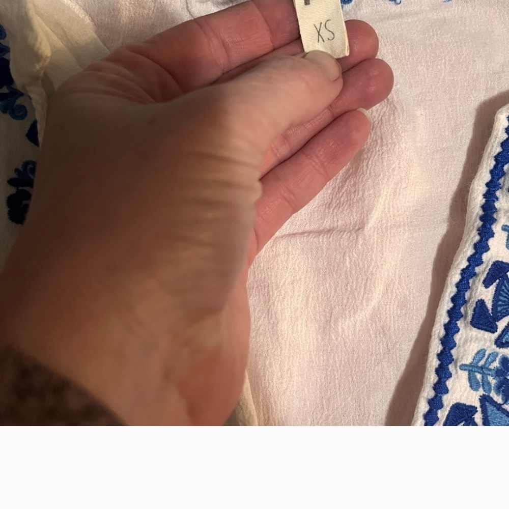 Spell White and Blue Embroidered Dress Sz Xsm - Picture 5 of 5